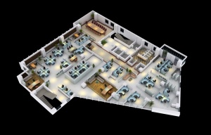 汉中效果图制作|地下停车场鸟瞰图|室内家具布置方案俯视图设计